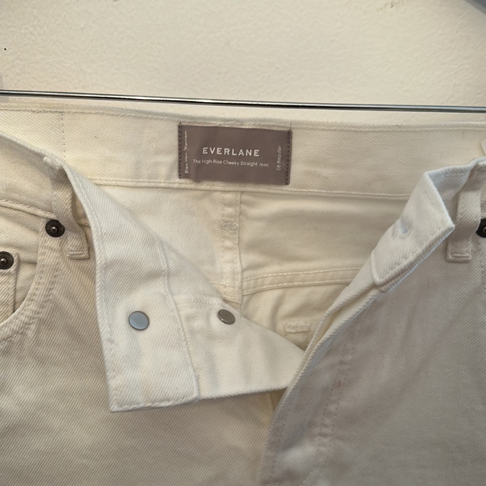 Everlane White High Rise Cheeky Straight Jean - Picture 3 of 5